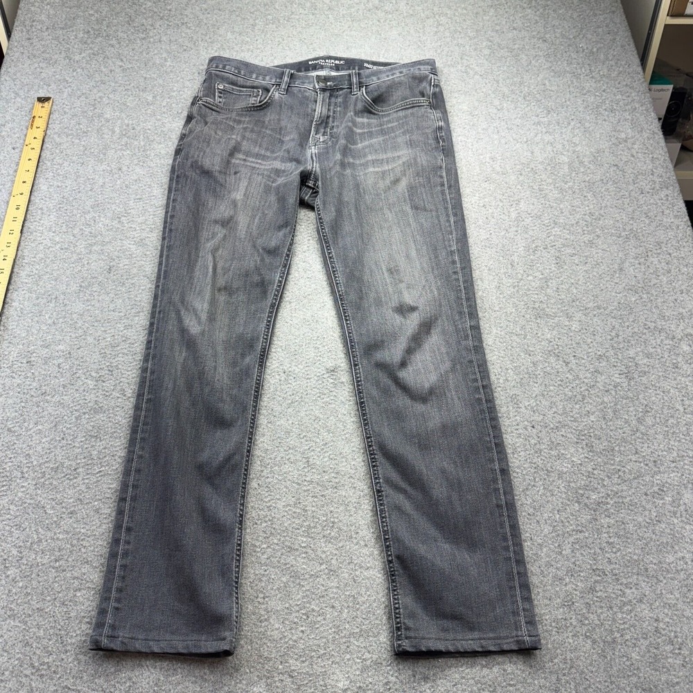 Banana Republic Traveler Jeans 32x29 Gray Straight‎ Fit Stretch Soft Denim